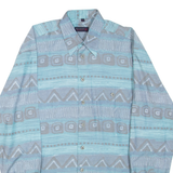 NICK TAYLOR Mens Shirt Blue Crazy Pattern Long Sleeve M