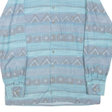 NICK TAYLOR Mens Shirt Blue Crazy Pattern Long Sleeve M