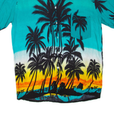 Mens Hawaiian Shirt Blue Crazy Pattern XL