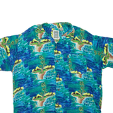 OCEAN CURRENT Mens Hawaiian Shirt Blue Crazy Pattern L