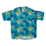 OCEAN CURRENT Mens Hawaiian Shirt Blue Crazy Pattern L
