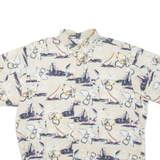 CROSSINGS Mens Hawaiian Shirt Beige Crazy Pattern L