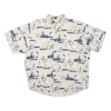CROSSINGS Mens Hawaiian Shirt Beige Crazy Pattern L