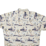 CROSSINGS Mens Hawaiian Shirt Beige Crazy Pattern L