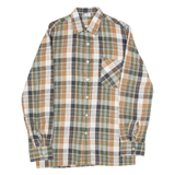 Mens Flannel Shirt Brown Check Long Sleeve S