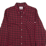 TIMBERLAND Slim Fit Mens Shirt Red 90s Plaid Long Sleeve M