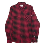 TIMBERLAND Slim Fit Mens Shirt Red 90s Plaid Long Sleeve M