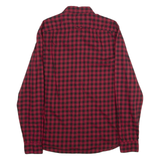 TIMBERLAND Slim Fit Mens Shirt Red 90s Plaid Long Sleeve M