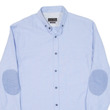 ZARA MAN Slim Fit Mens Plain Shirt Blue Long Sleeve S
