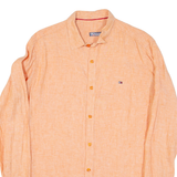 TOMMY HILFIGER Mens Plain Shirt Orange Long Sleeve M