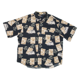 PURITAN Mens Shirt Black Crazy Pattern XL