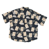 PURITAN Mens Shirt Black Crazy Pattern XL