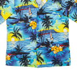 Mens Hawaiian Shirt Blue Floral L