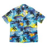 Mens Hawaiian Shirt Blue Floral L