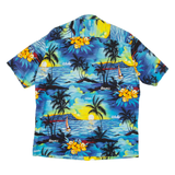 Mens Hawaiian Shirt Blue Floral L