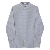 TOMMY HILFIGER Mens Shirt Grey Plaid Long Sleeve S