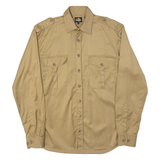 HAJK Mens Plain Shirt Brown Long Sleeve S