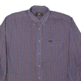 LEE Mens Shirt Blue Plaid Long Sleeve L