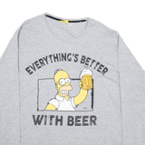 THE SIMPSONS Mens T-Shirt Grey Long Sleeve 2XL