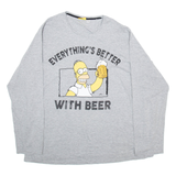 THE SIMPSONS Mens T-Shirt Grey Long Sleeve 2XL