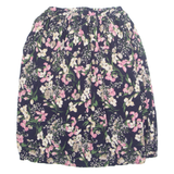 Womens A-Line Skirt Blue Knee Length Floral M