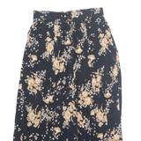 SAG HARBOUR Button Down Womens A-Line Skirt Black Midi 90s Floral S