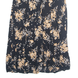 SAG HARBOUR Button Down Womens A-Line Skirt Black Midi 90s Floral S
