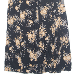 SAG HARBOUR Button Down Womens A-Line Skirt Black Midi 90s Floral S