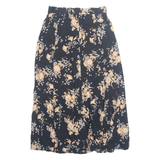 SAG HARBOUR Button Down Womens A-Line Skirt Black Midi 90s Floral S
