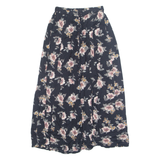 AT LAST & CO Button Down Womens A-Line Skirt Black Midi Floral M