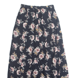 AT LAST & CO Button Down Womens A-Line Skirt Black Midi Floral M