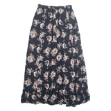 AT LAST & CO Button Down Womens A-Line Skirt Black Midi Floral M