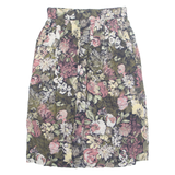 SYNARI Womens A-Line Skirt Black Midi Floral M