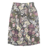 SYNARI Womens A-Line Skirt Black Midi Floral M