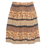 LEE WINTER Womens A-Line Skirt Brown Midi 90s Floral L