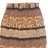 LEE WINTER Womens A-Line Skirt Brown Midi 90s Floral L