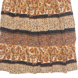 LEE WINTER Womens A-Line Skirt Brown Midi 90s Floral L