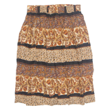 LEE WINTER Womens A-Line Skirt Brown Midi 90s Floral L