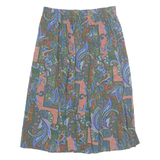 BON WORTH Pocketed Womens A-Line Skirt Blue Midi 90s Paisley XL