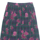 TAN JAY Pleated Womens A-Line Skirt Blue Knee Length Floral L