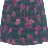 TAN JAY Pleated Womens A-Line Skirt Blue Knee Length Floral L