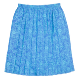 ANDREA GAYLE Pleated Womens A-Line Skirt Blue Knee Length Floral L