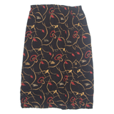 BLAIR Womens A-Line Skirt Black Midi 90s Crazy Pattern L