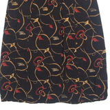 BLAIR Womens A-Line Skirt Black Midi 90s Crazy Pattern L