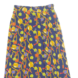 Womens A-Line Skirt Blue Midi 90s Crazy Pattern S