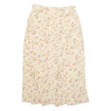 PRIVE Button Down Womens A-Line Skirt Cream Long Floral L