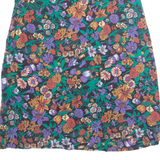TURTLEBACK Womens A-Line Skirt Black Knee Length 90s Floral M