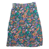 TURTLEBACK Womens A-Line Skirt Black Knee Length 90s Floral M