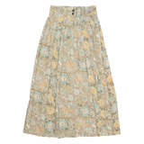 Womens Pleated Skirt Brown Midi 90s Crazy Pattern M