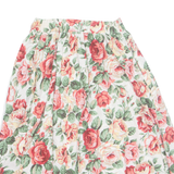 Womens A-Line Skirt White Knee Length 90s Floral M